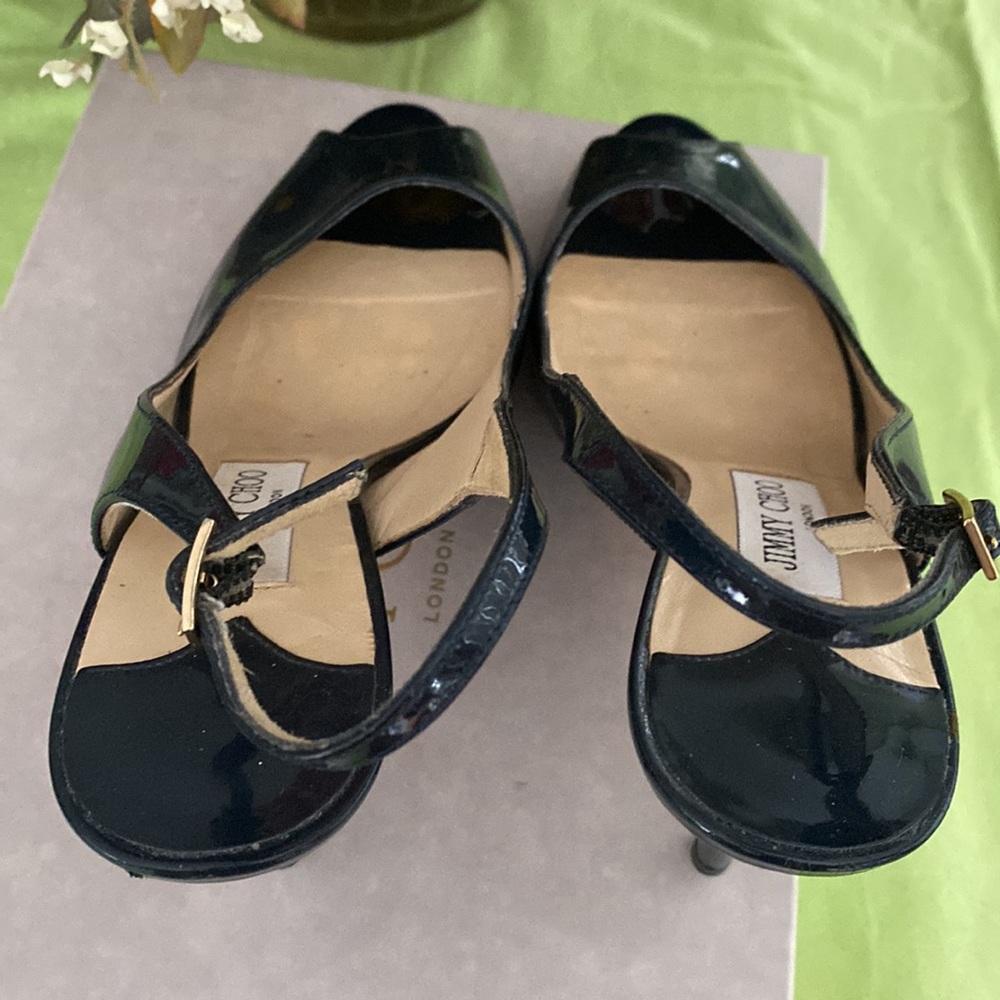 JIMMY CHOO sling stilettos nova dark blue made in Italy. - Picture 9 of 16